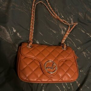 Elegant Quilted Brown Chain Shoulder Bag